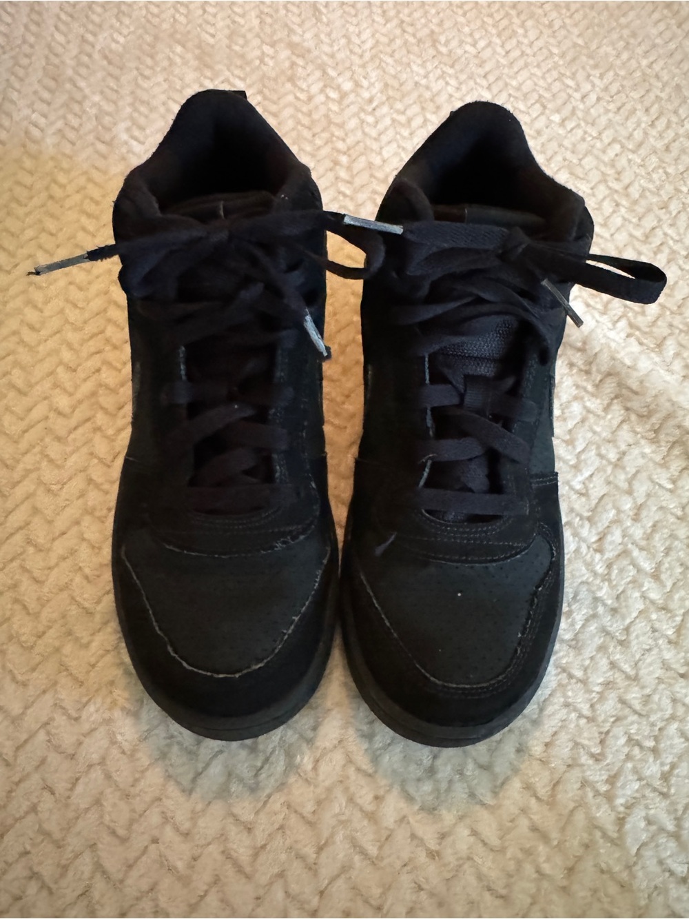 Nike Court Borough Mid Triple Black Suede Kids Sneakers 839977-001 Size 6Y